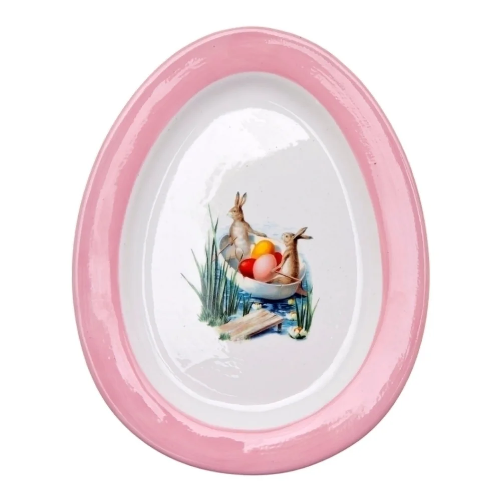 Williams Sonoma Ceramic Pink And Blue Easter Plates - Set of 2